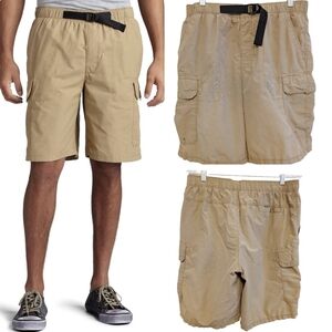 TIMBERLAND Hybrid Cargo Shorts Long Hiking Quick Dry Nylon Belted Tan Large